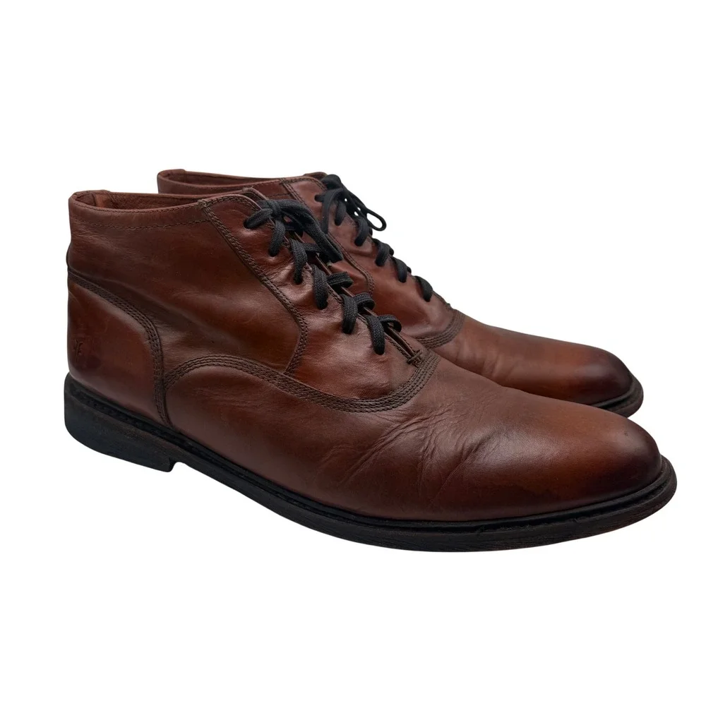 Frye Chukka Boots 13 D Leather Lace Up Cognac Brown Ankle 3487956-COG